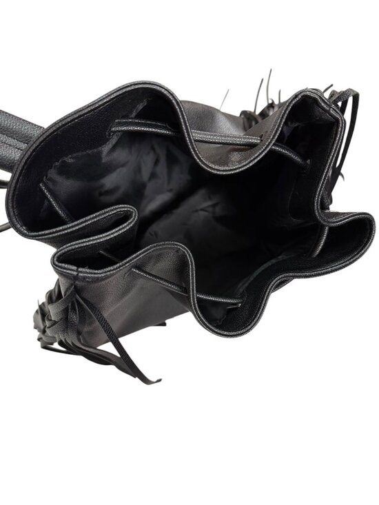 Victoria\'s Secret Black Fringe Backpack Purse NWT Drawstring main image 9